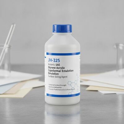 JH-325 อานิออนิก SAE สไตรีนอะคริลิก โคโพลิเมอร์เอมูลชั่น เอเย่นต์ปรับขนาดผิวที่มีความแข็งแรงบนผิวที่เพิ่มขึ้นและการติดแน่นที่ดีเยี่ยมสําหรับผลงานที่ดีกว่าในกระดาษปลูก